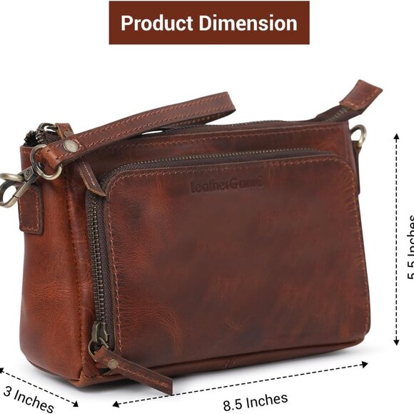 Chic Multi-Pocket Leather Sling Bag: Perfect for Travel & Everyday Essentials - Picture 5 of 9